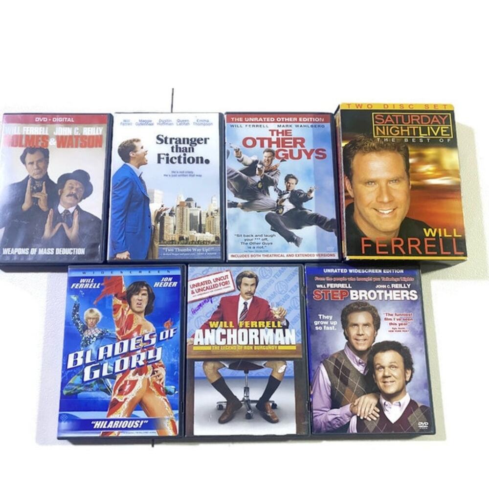 Will Ferrell DVD Collection Blades of Glory Step Brothers Anchorman Lot of 7
